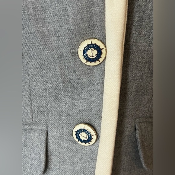 J. Crew Gray Fully-lined wool blazer Size 0 Cream trim Nautical buttons - Picture 7 of 11